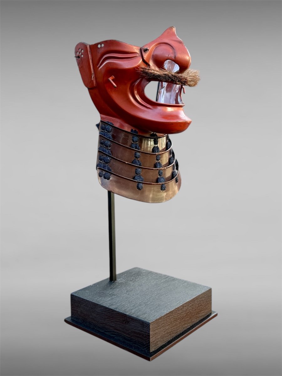 Demi Masque De Samuraï Mempo En Fer Forgé - Période Edo (1603 - 1868).-photo-8
