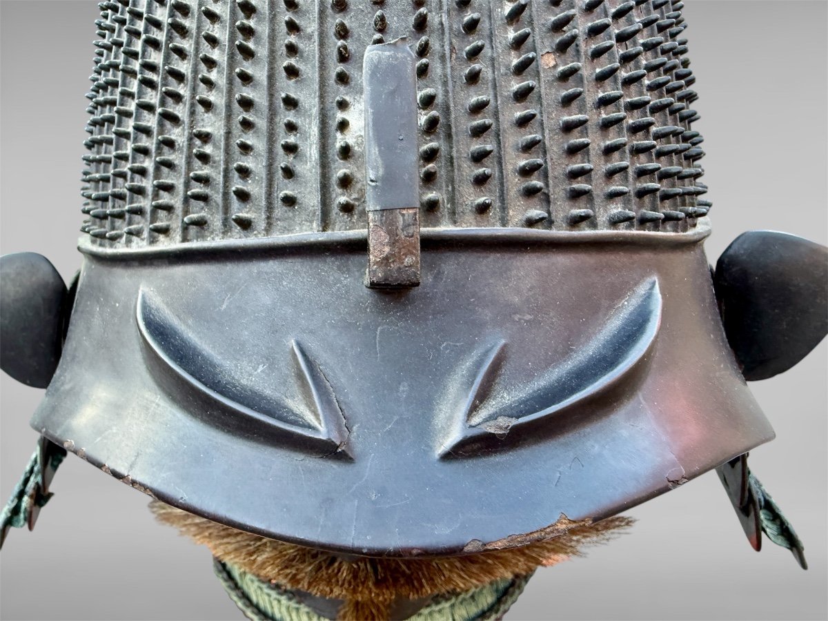 Ensemble Kabuto à 62 Lamelles Rivetées / Mempo De Samuraï - Période Edo (1603 - 1868).-photo-6