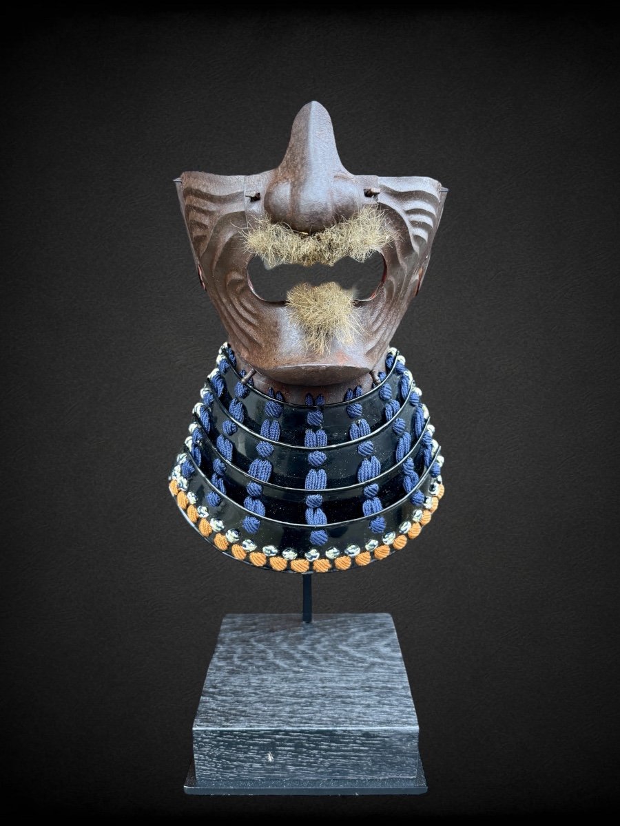Demi Masque De Samuraï Mempo En Fer Forgé - Période Edo (1603 - 1868).-photo-2