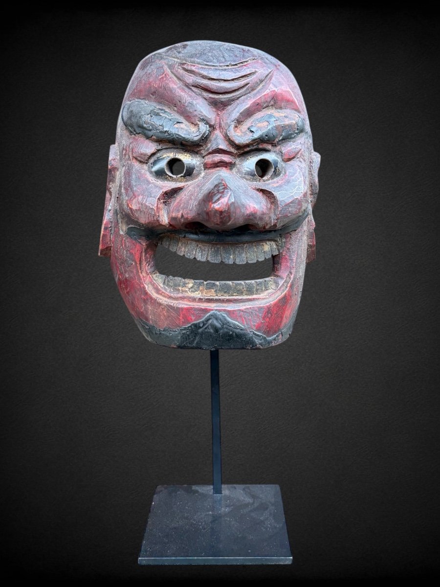 Kagura Mask, Demon Type, Carved Monoxide Wood - Edo Period (1603 - 1868).