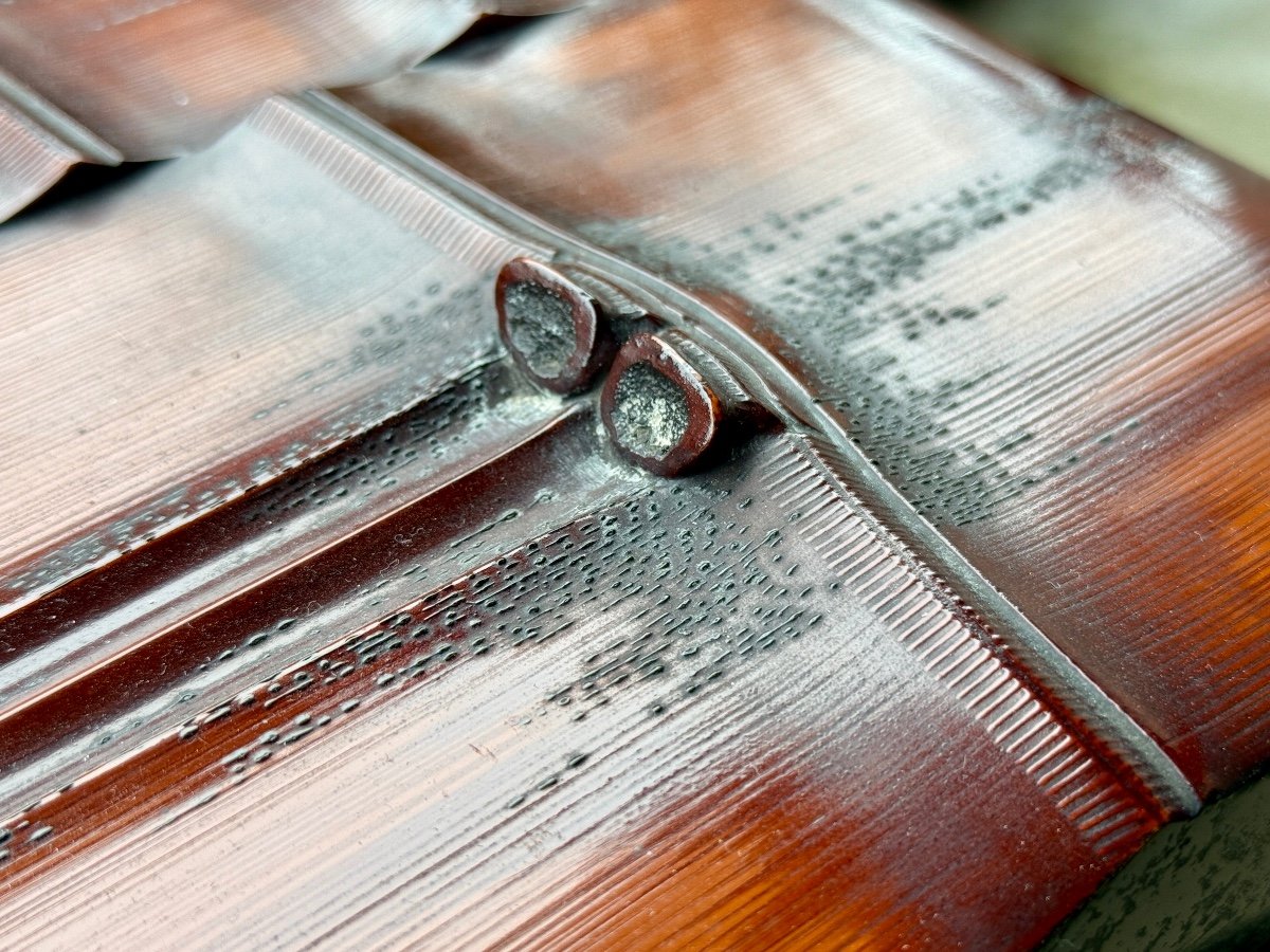 Niigata Shikki Box In Imitation Bamboo Lacquer - Showa Era (1926-1989). -photo-7