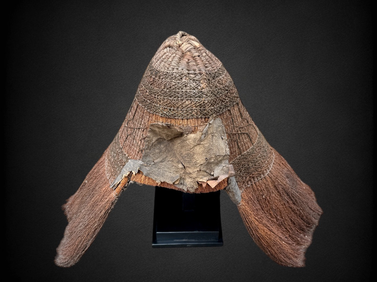 Ainu Culture - Rain Hat Made Of Braided Plant Fiber - 19th Century. -photo-1