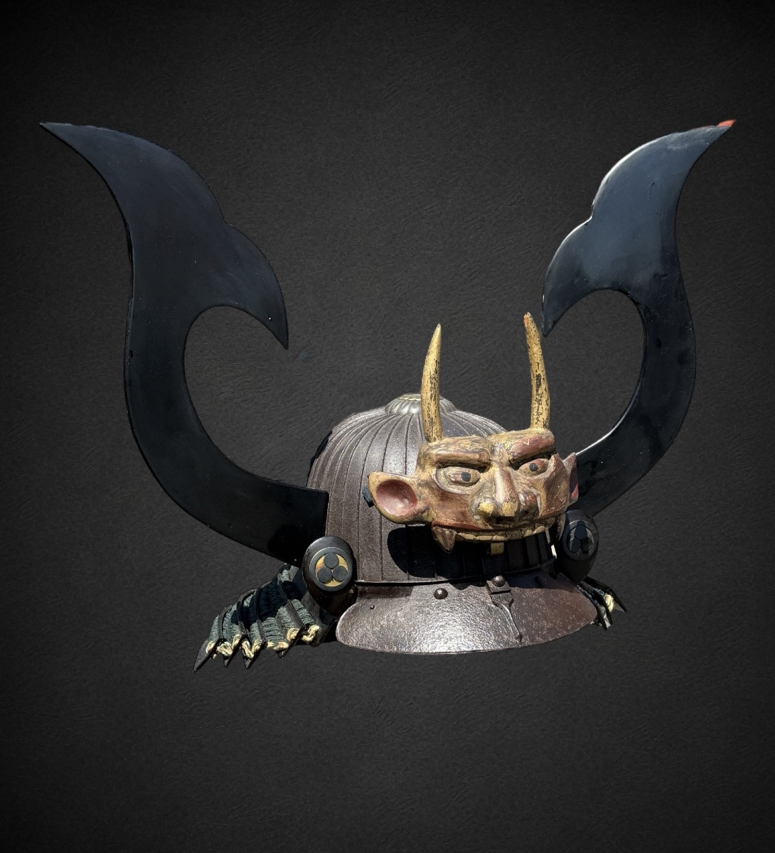 Carved Wooden Maetate Depicting An Oni Head - Edo Period (1603 - 1868).-photo-8