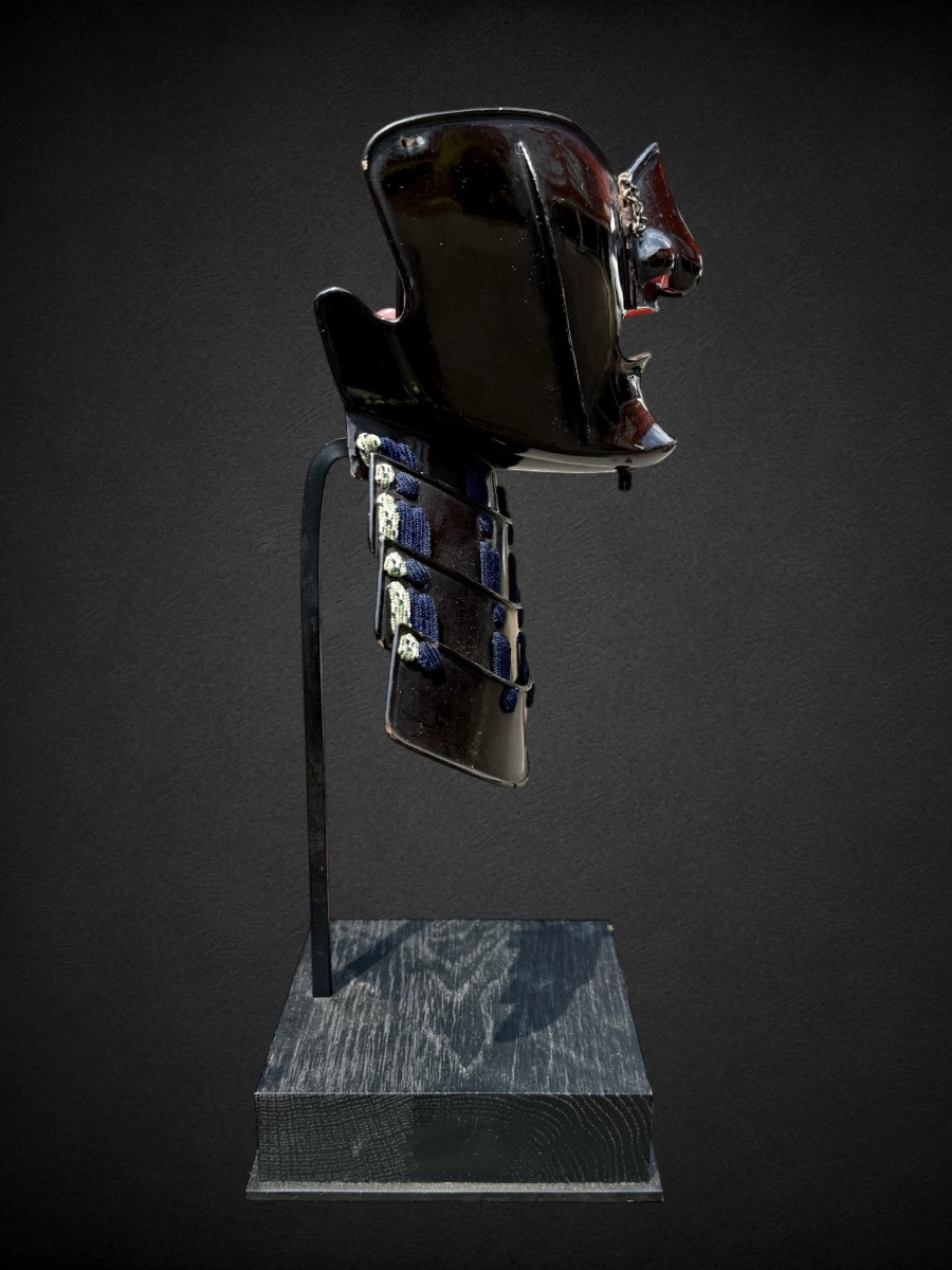 Wrought Iron Mempo Samurai Half Mask - Edo Period (1603 - 1868).-photo-3