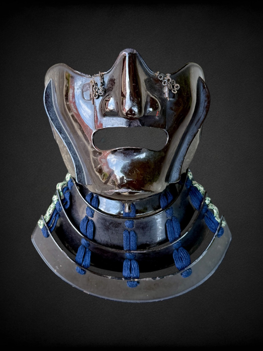 Wrought Iron Mempo Samurai Half Mask - Edo Period (1603 - 1868).-photo-1