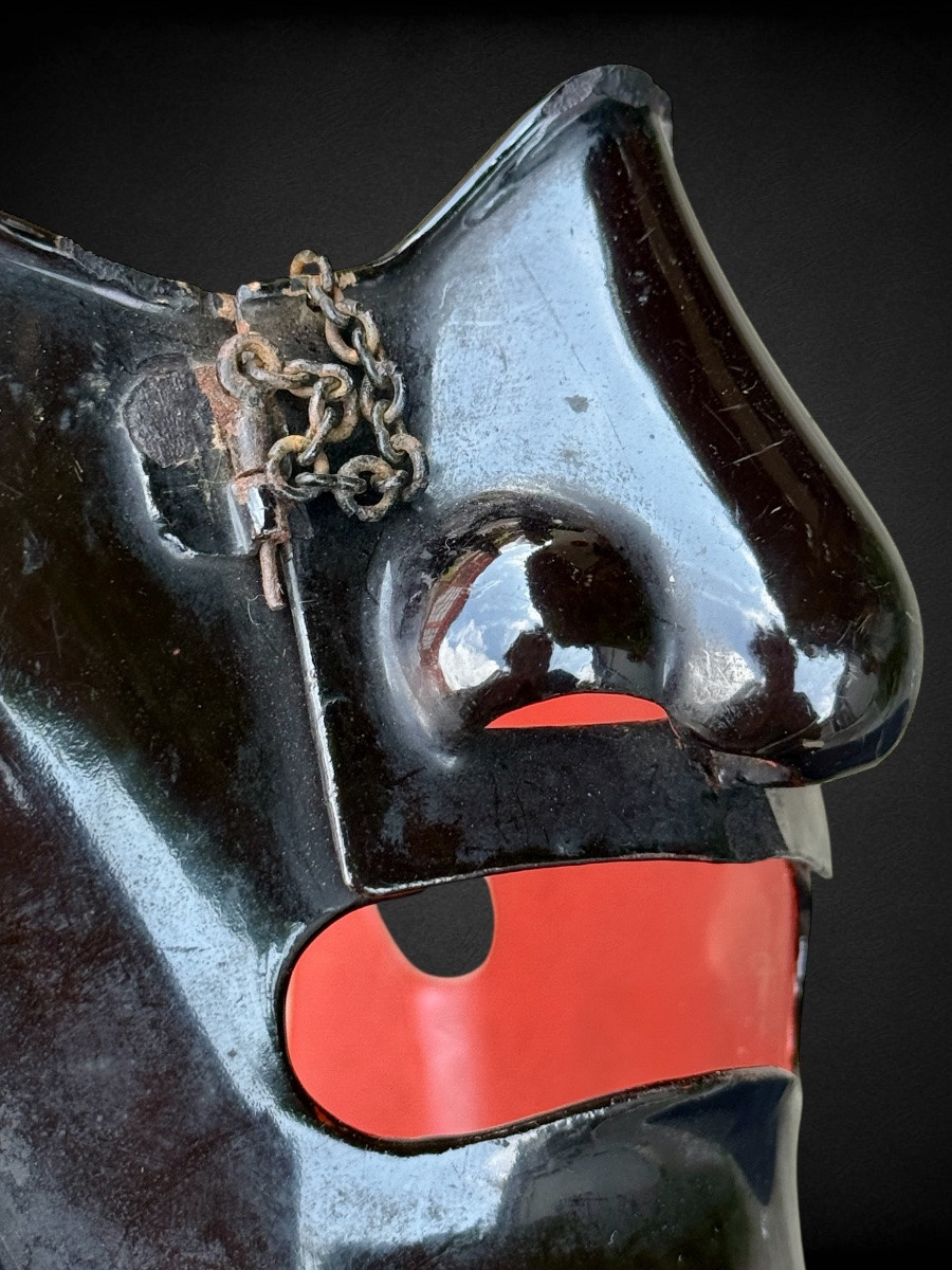 Wrought Iron Mempo Samurai Half Mask - Edo Period (1603 - 1868).-photo-7