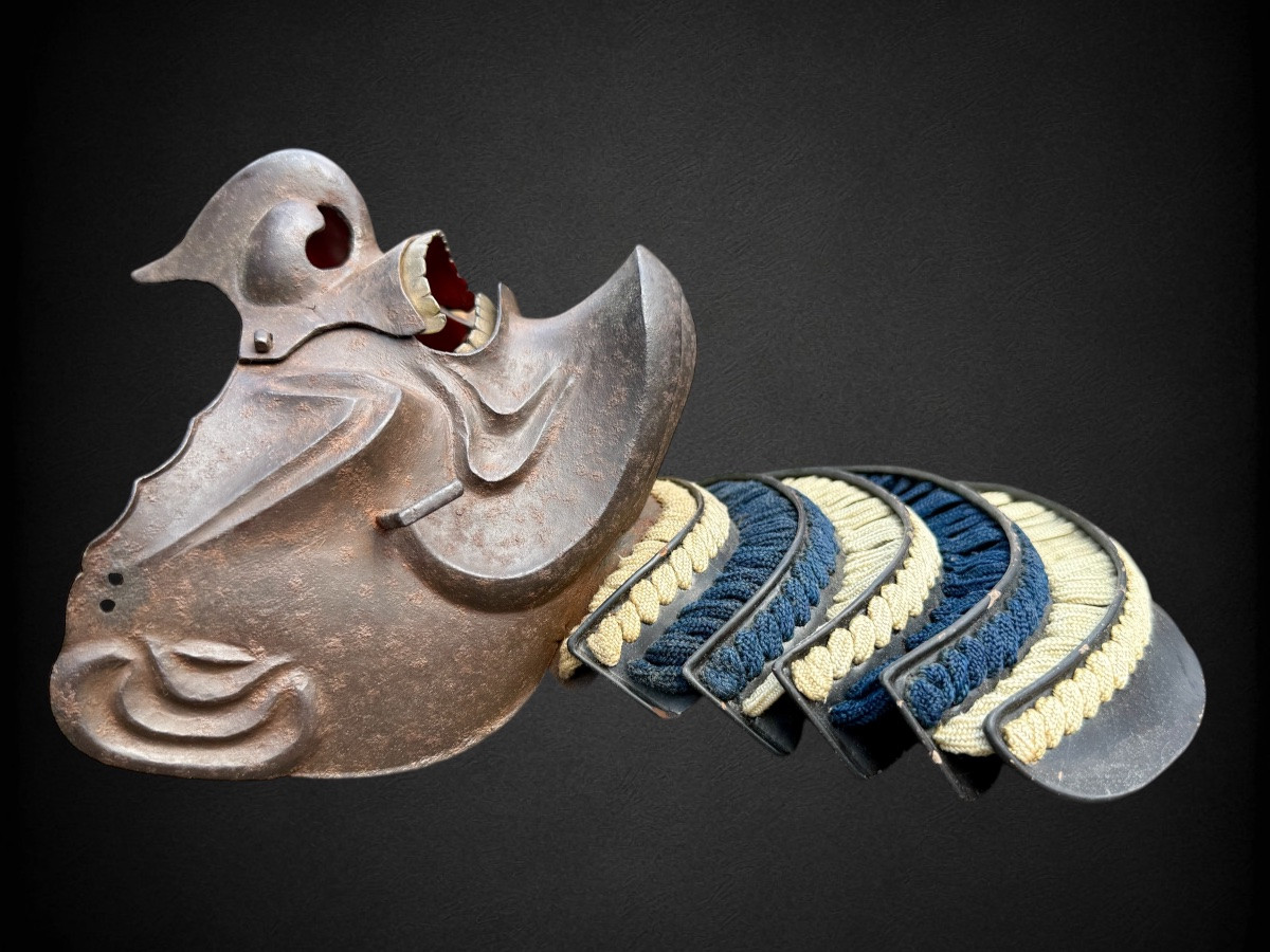 Mempo Samurai Half Mask - Edo Period (1603 - 1868).-photo-4