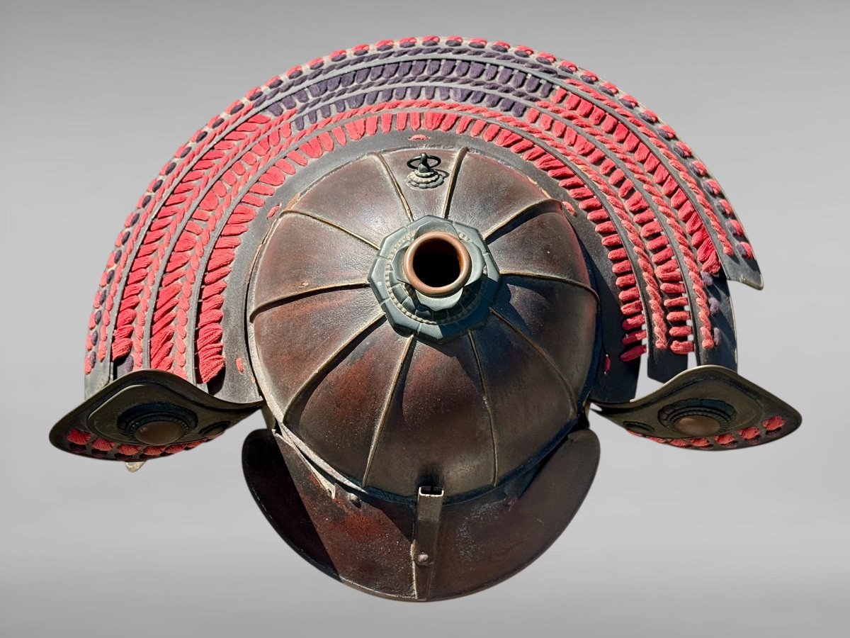 Rare Copper Lacquered Samurai Kabuto - Edo Period (1603-1868).-photo-6