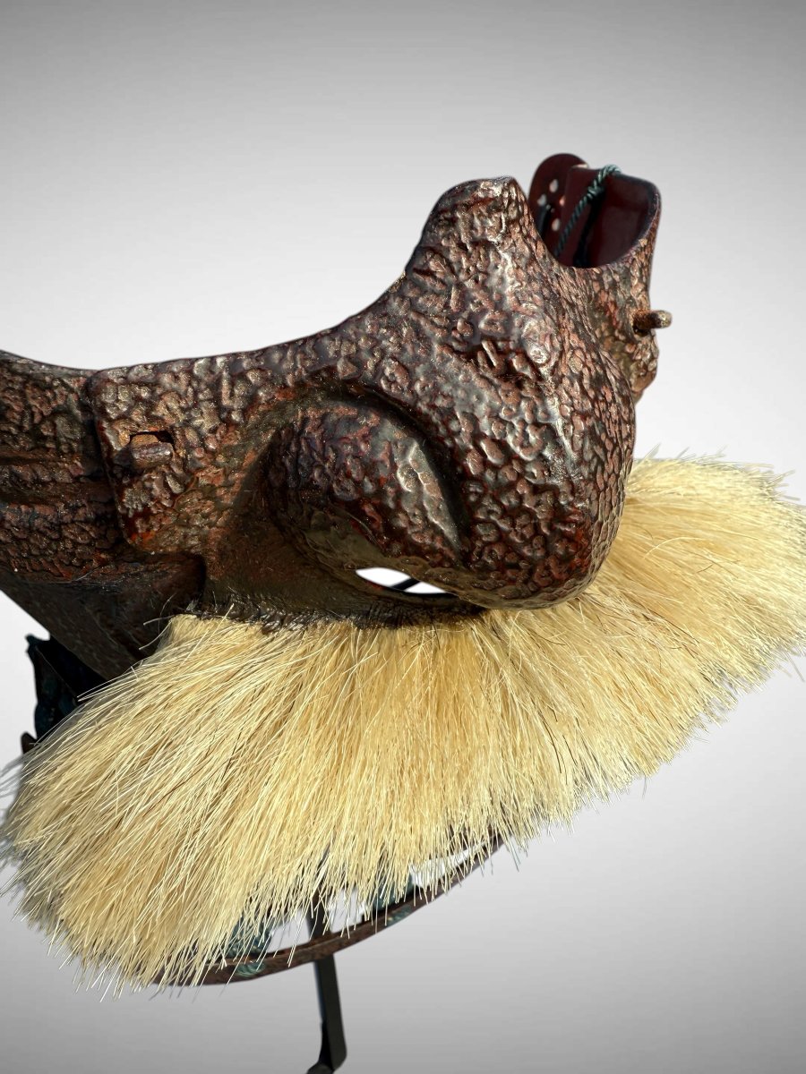 Demi Masque De Samuraï Mempo -en laque tataki nuri Période Edo (1603 - 1868).-photo-4