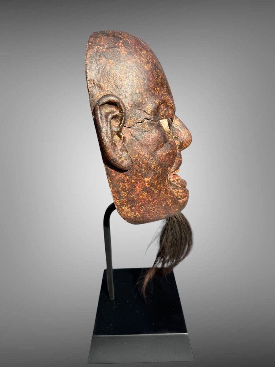masque japonais ancien,  de théâtre Noh fin Edo c'est un Kijin  un démon colérique-photo-1