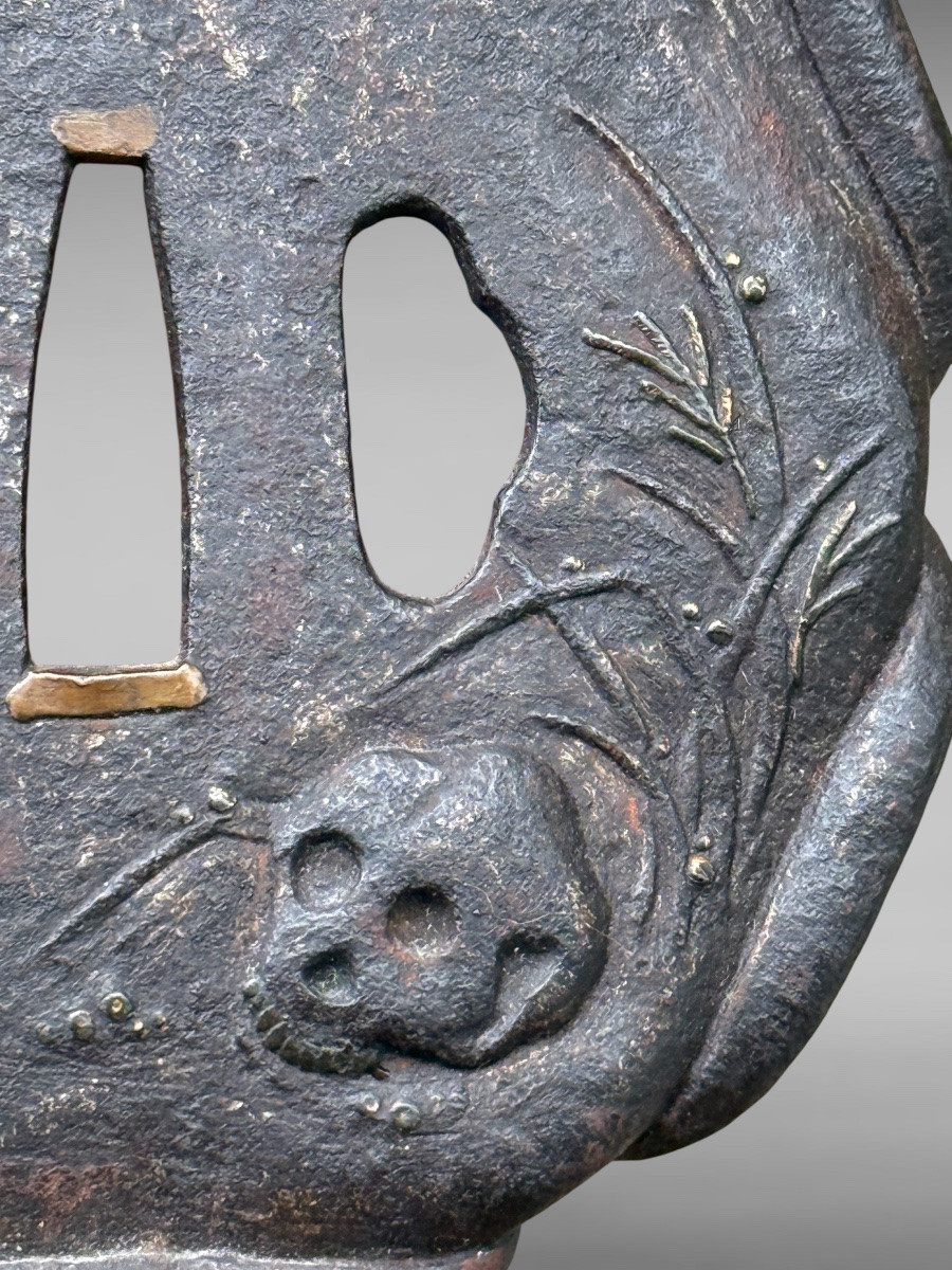 Tsuba kawari gata à décor d’un crane - Époque Edo - H. 9 cm. -photo-4