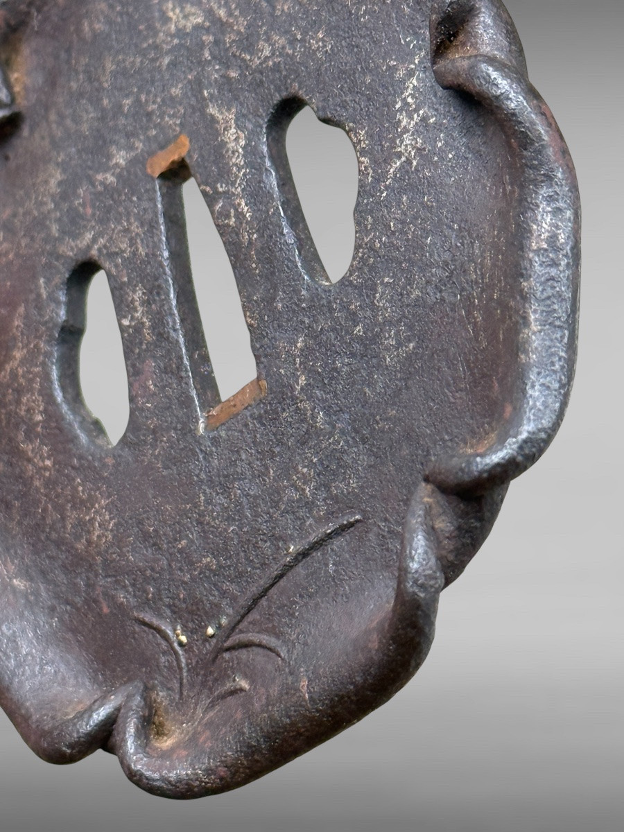 Tsuba kawari gata à décor d’un crane - Époque Edo - H. 9 cm. -photo-5