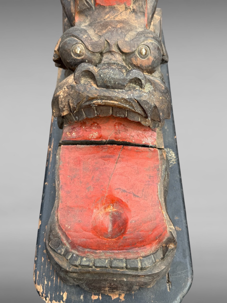 Polychrome Carved Wooden Katanakake - Meiji Period (1868-1912).-photo-3