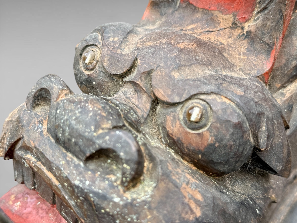 Polychrome Carved Wooden Katanakake - Meiji Period (1868-1912).-photo-4