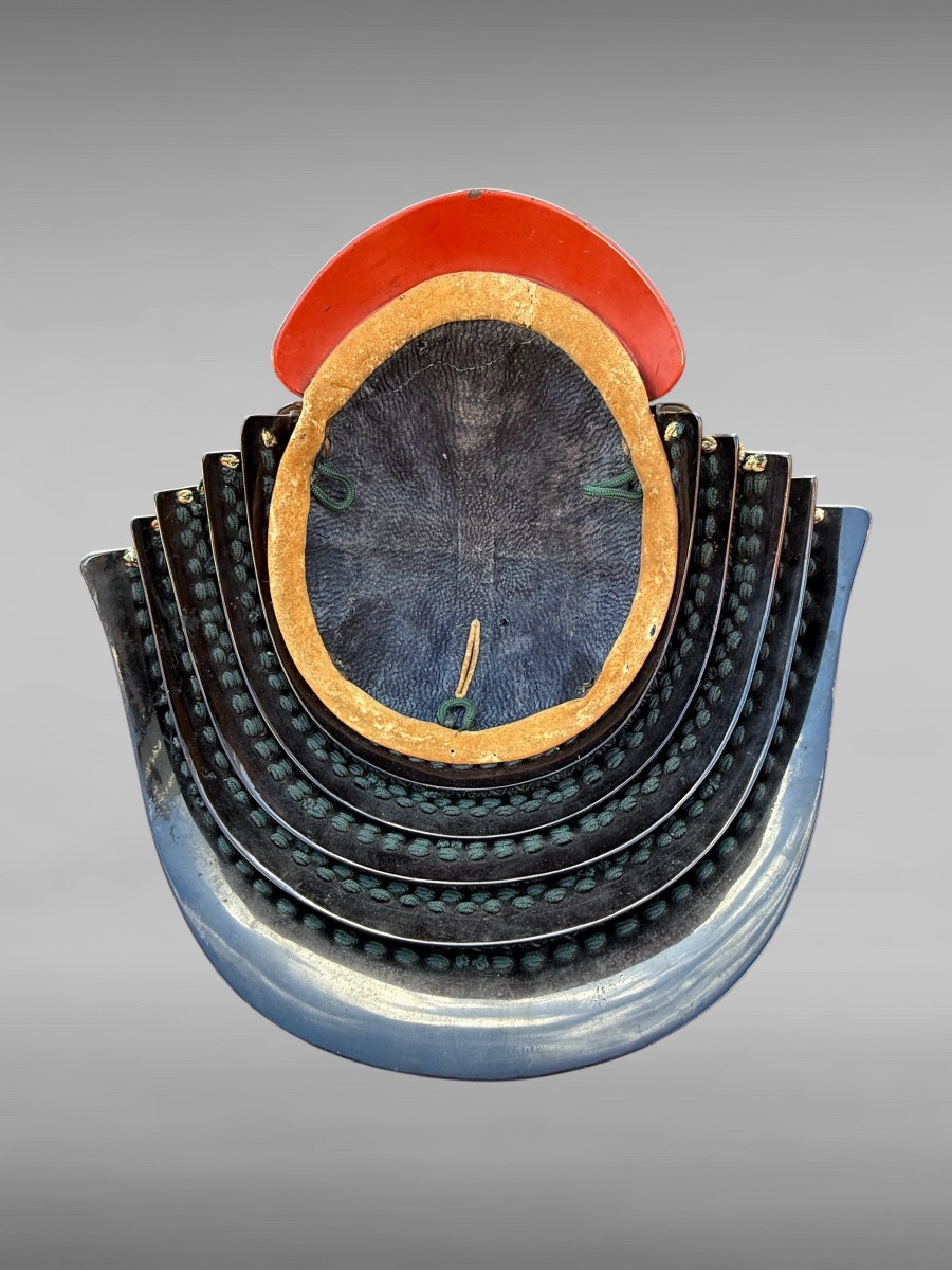 Kabuto De Samurai du clan Matsura à 32 Lamelles En Fer Forgé, signé - Période Edo (1603-1868).-photo-4