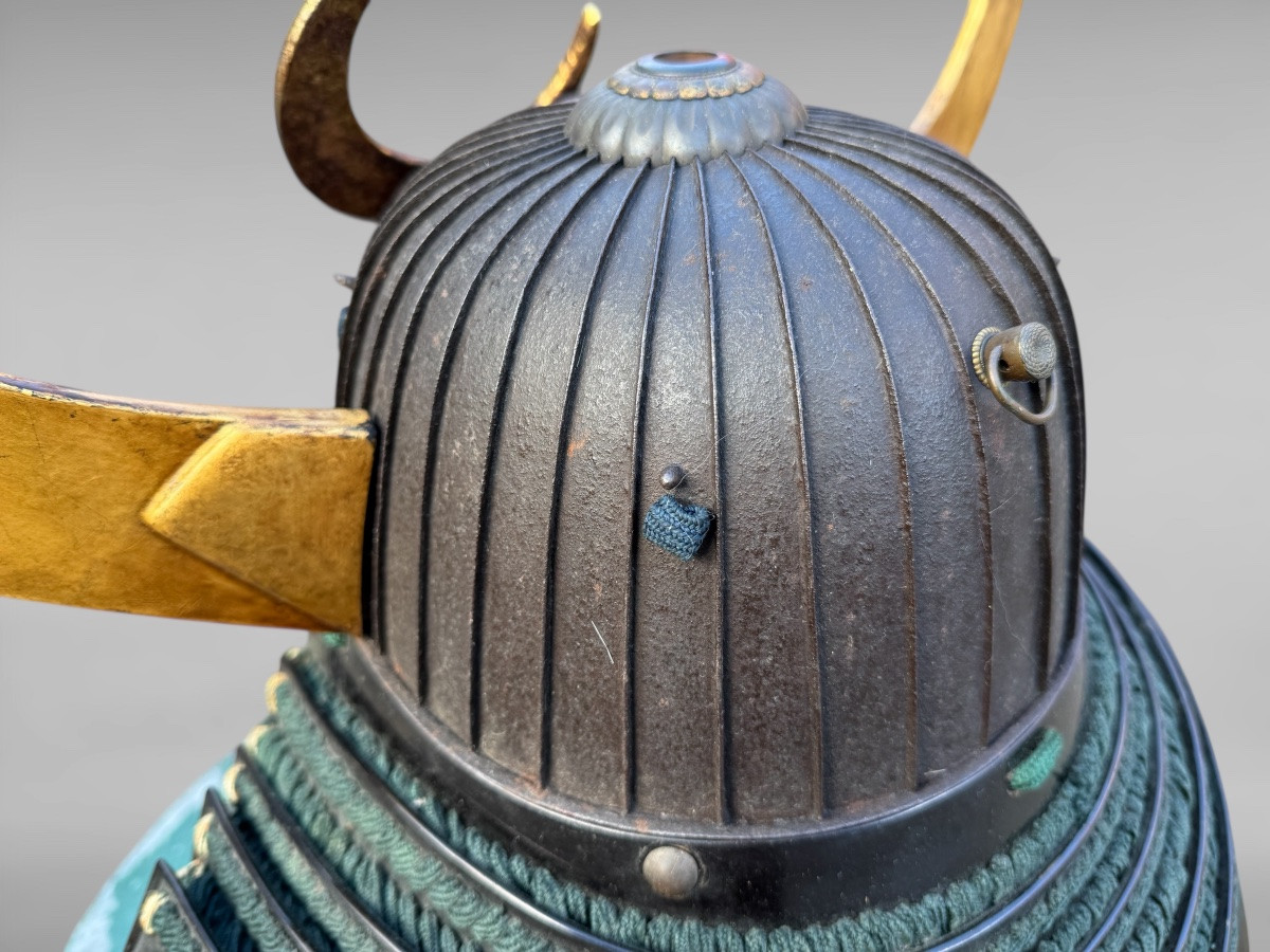 Kabuto De Samurai du clan Matsura à 32 Lamelles En Fer Forgé, signé - Période Edo (1603-1868).-photo-6