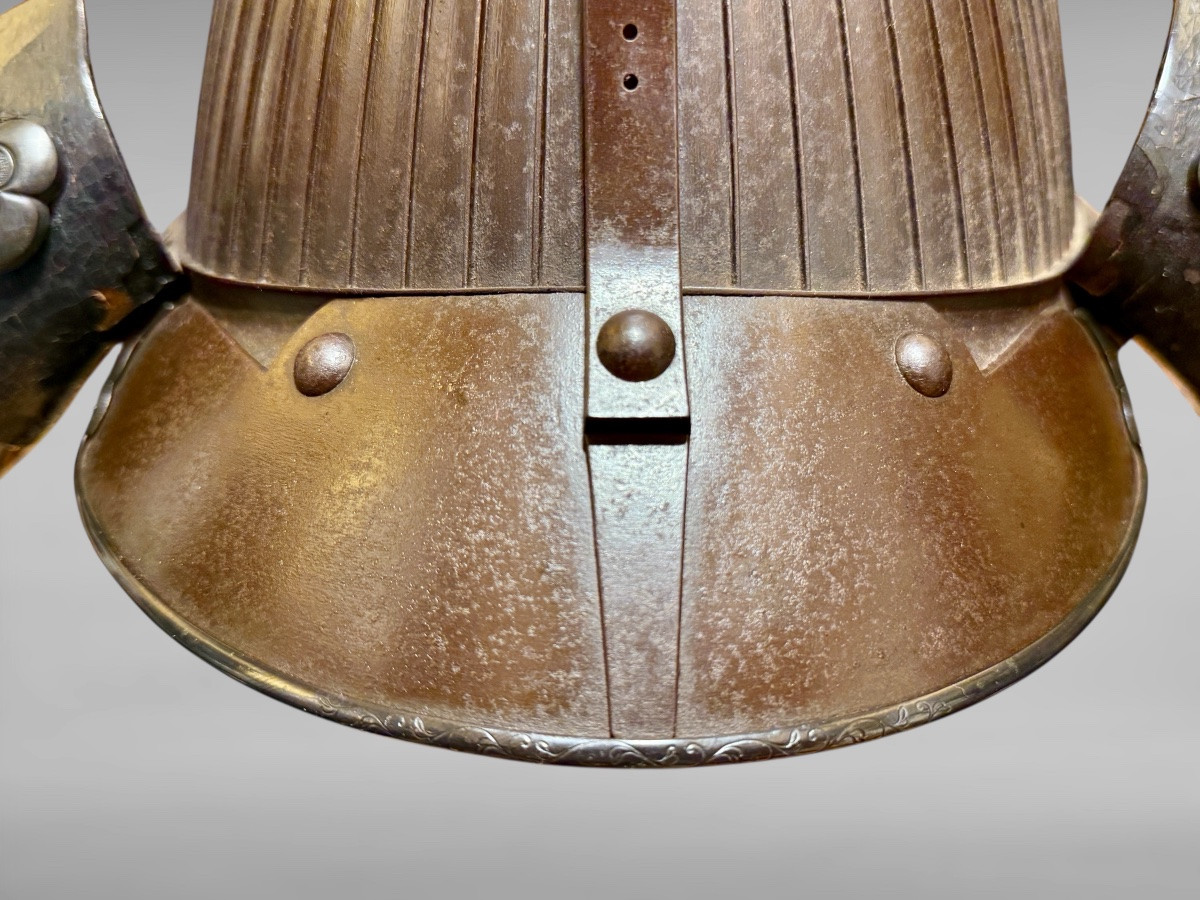 Kabuto De Samurai clan Asakura à 62 Lamelles saotome, signé Ieharu - Période Edo (1603-1868).-photo-4