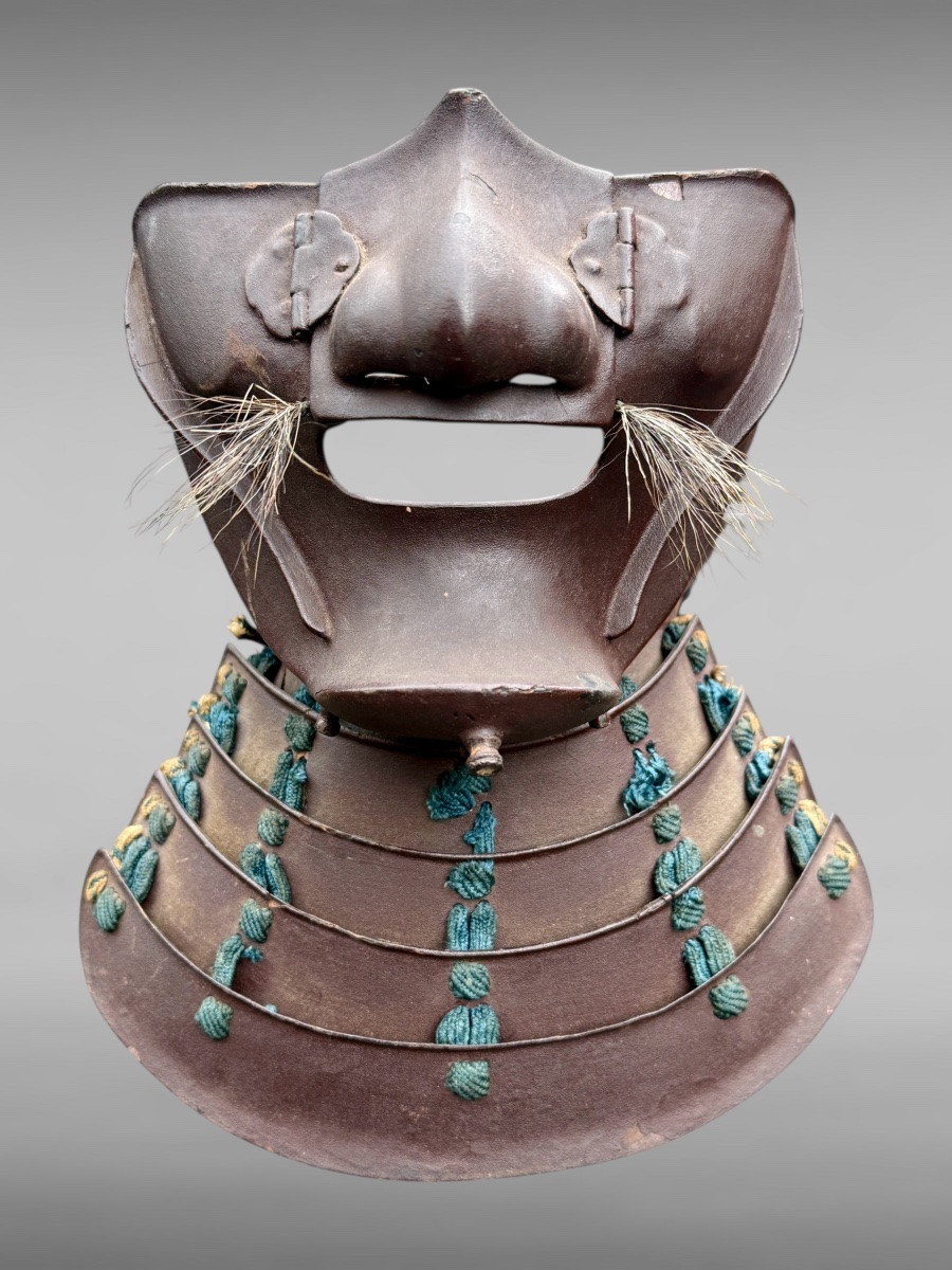 Samurai Half Mask Mempo - Edo Period (1603-1868).-photo-1