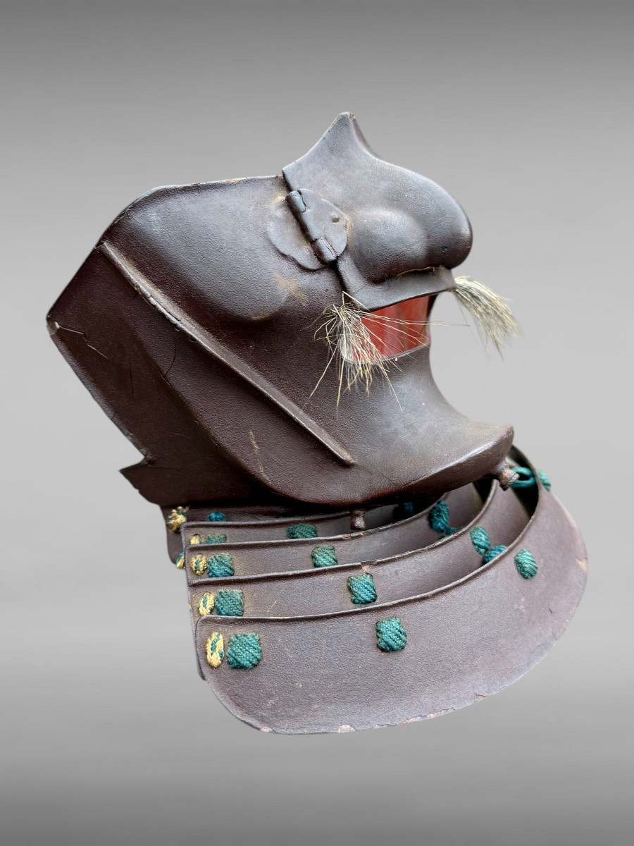 Samurai Half Mask Mempo - Edo Period (1603-1868).-photo-3