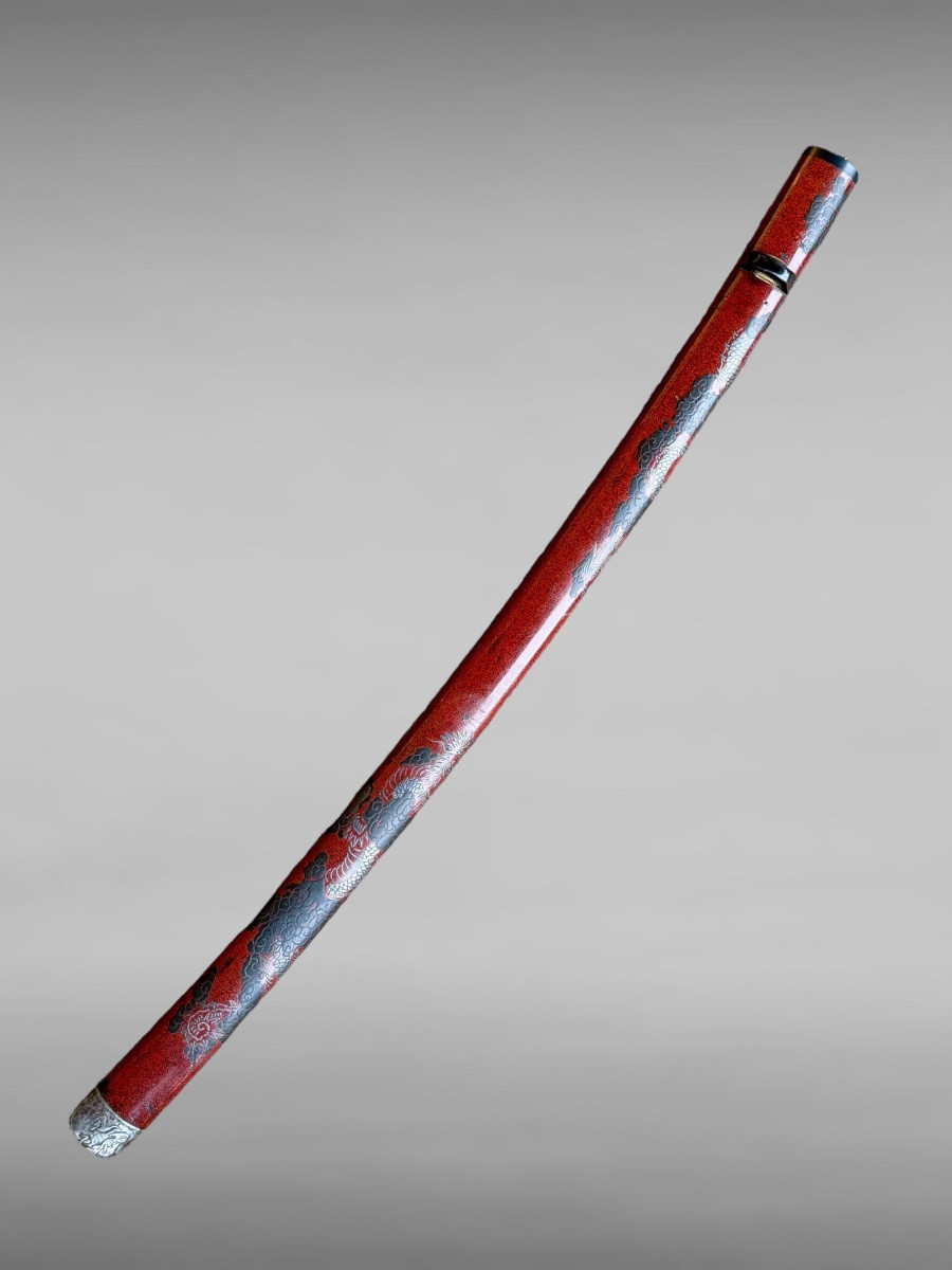 Sabre Japonais Katana, belle saya finement laquée - Période Edo (1603-1868).-photo-1