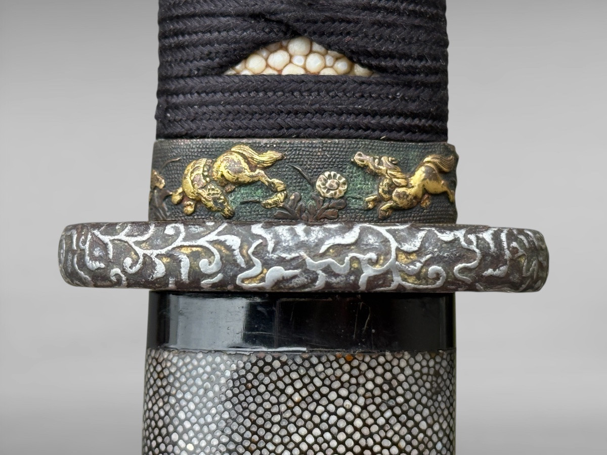 Tanto Japonais de samuraï -Saya en galuchat  Période Edo (1603-1868).-photo-4