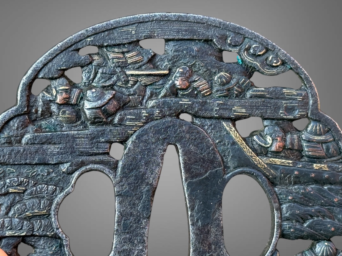 Tsuba Mokko-gata In Iron, Naval Battle - Edo Period (1603-1868).-photo-4