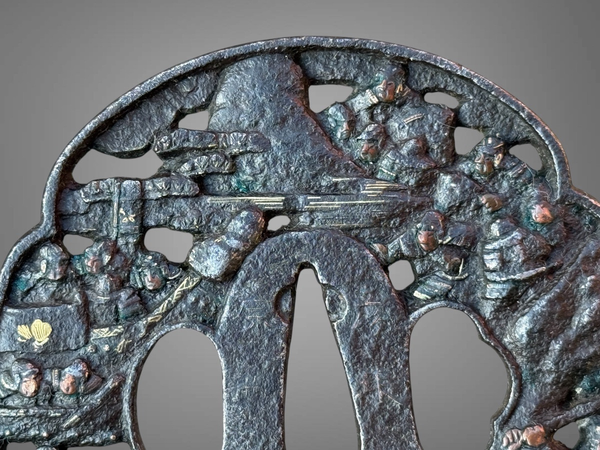 Tsuba Mokko-gata In Iron, Naval Battle - Edo Period (1603-1868).-photo-4