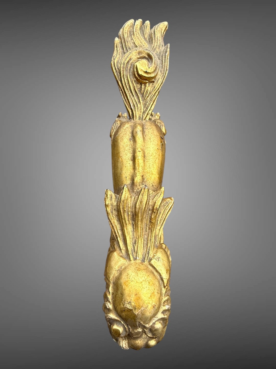 Maetate En Bois Sculpté et laqué figurant un Shishi - Période Edo (1603 - 1868).-photo-3