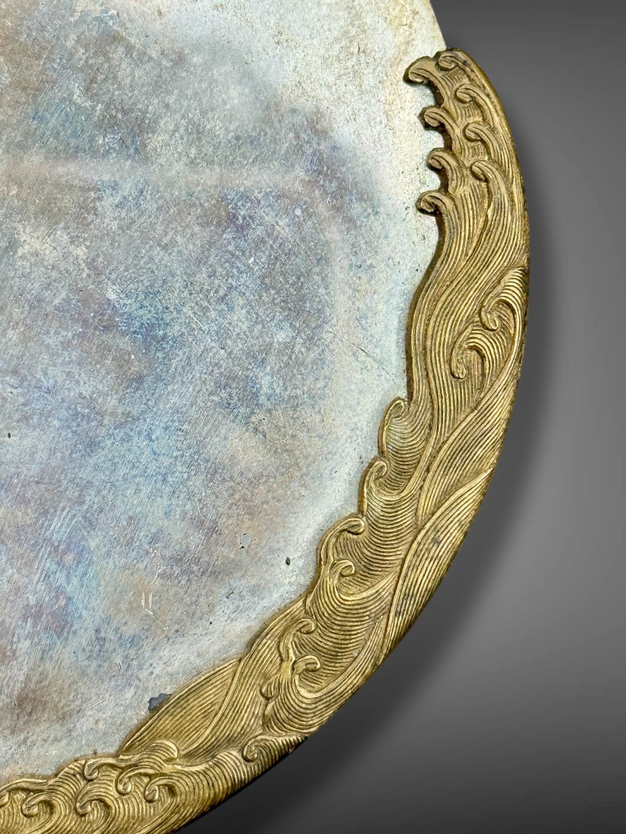 Maetate Depicting The Lunar Disk In Foaming Waves, Kasai Clan - Edo (1603-1868).-photo-1