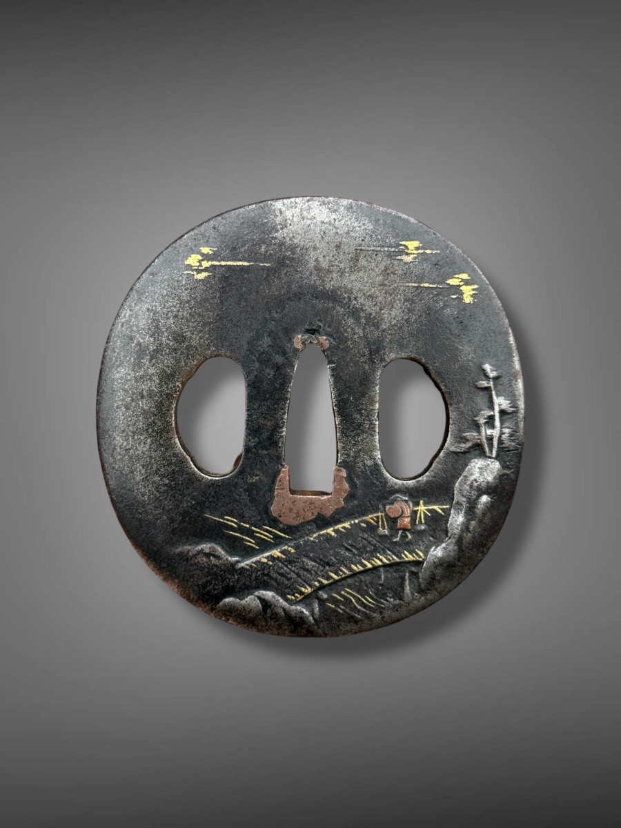 Iron Tsuba Maru-gata, Edo Period (1603-1868).