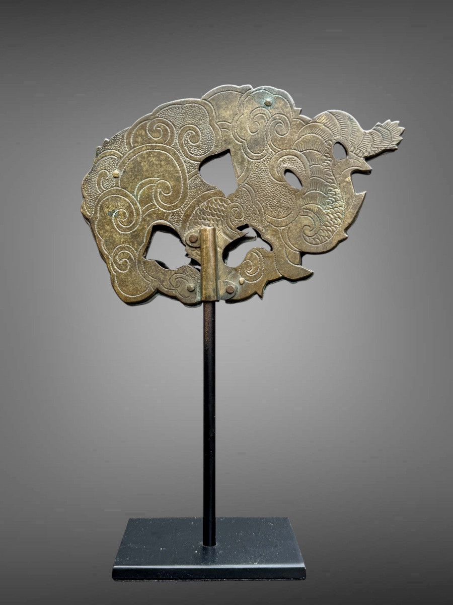 Maedate Stamped And Finely Engraved Copper Depicting A Dragon In Clouds - Edo Period. -photo-2