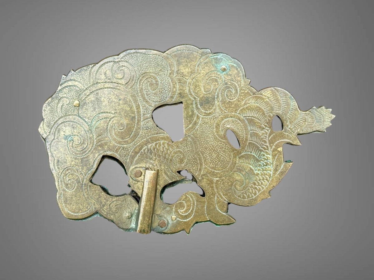 Maedate Stamped And Finely Engraved Copper Depicting A Dragon In Clouds - Edo Period. -photo-4