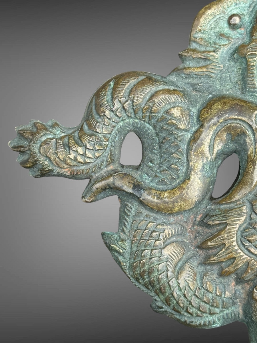 Maedate Stamped And Finely Engraved Copper Depicting A Dragon In Clouds - Edo Period. -photo-2