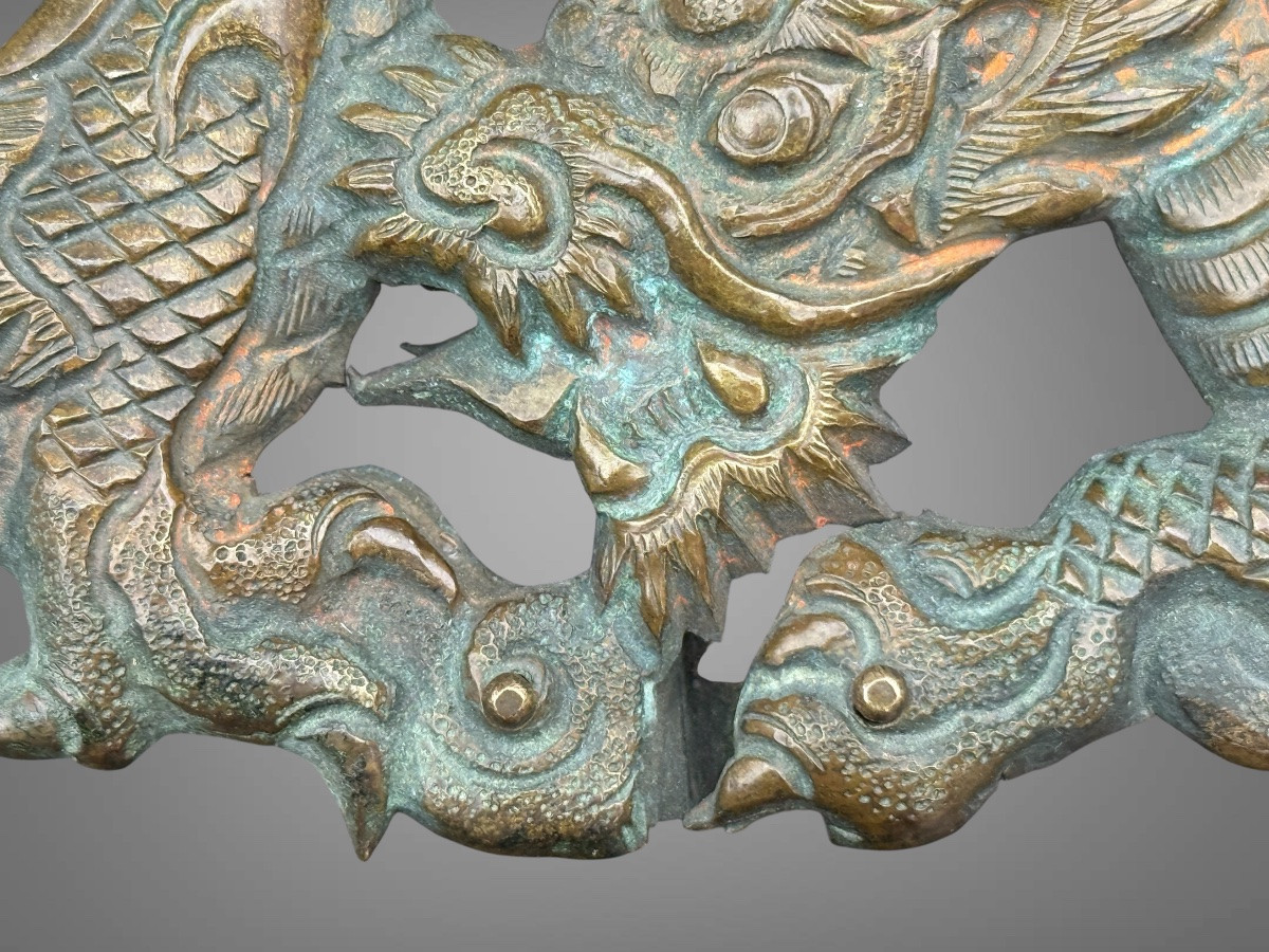 Maedate Stamped And Finely Engraved Copper Depicting A Dragon In Clouds - Edo Period. -photo-4