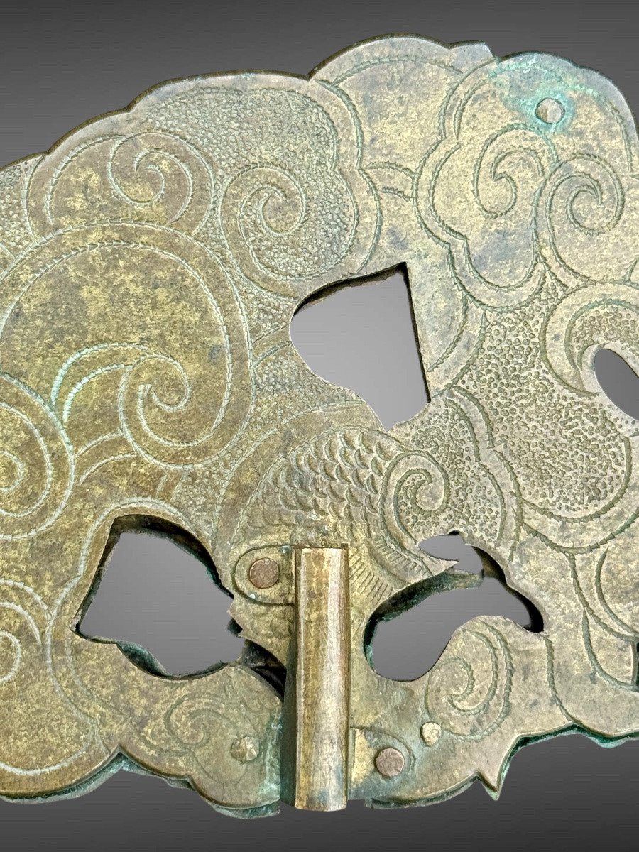 Maedate Stamped And Finely Engraved Copper Depicting A Dragon In Clouds - Edo Period. -photo-7