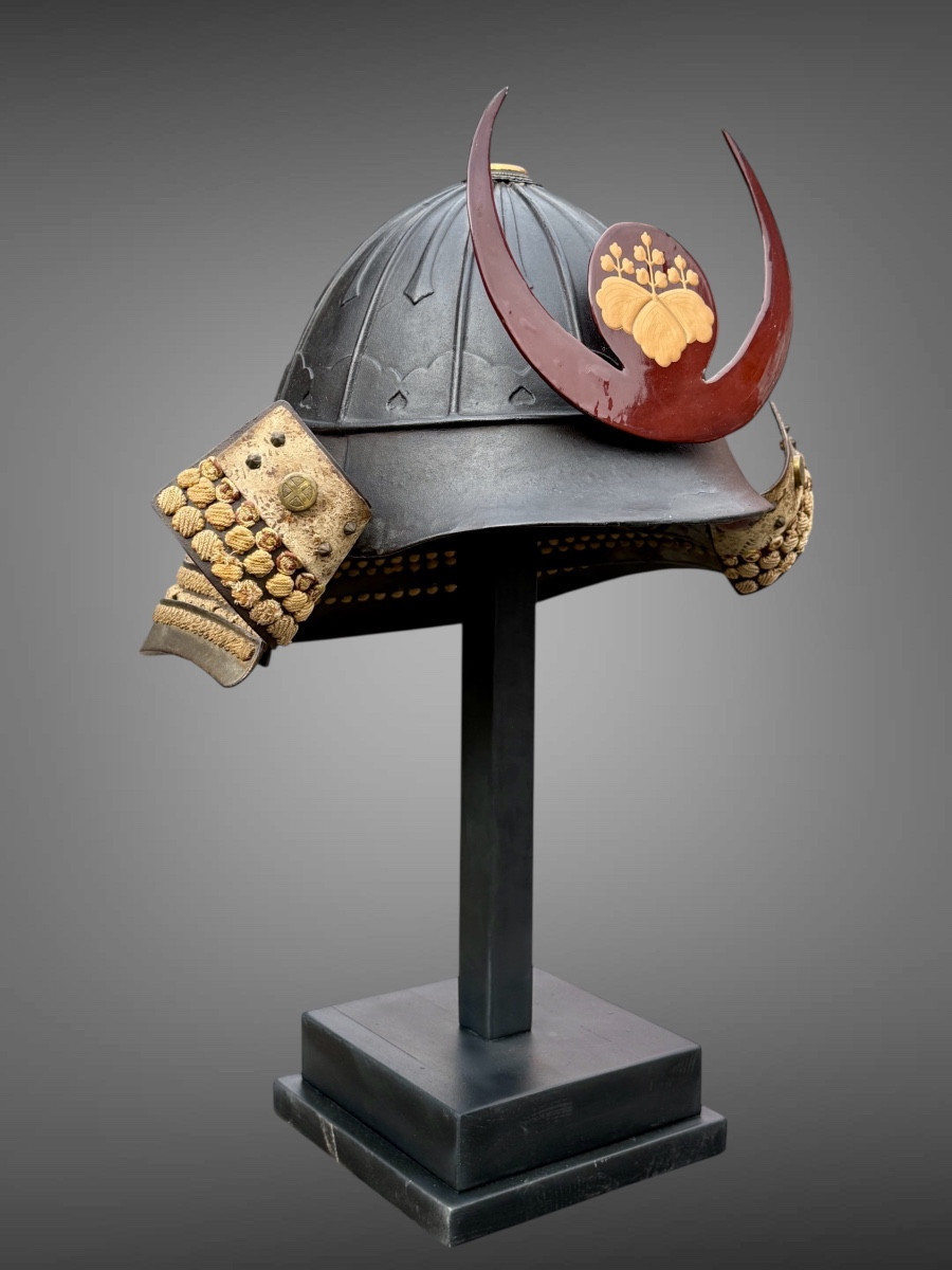 Lacquered Metal Maedate In The Shape Of A Crescent Moon - Komayada Clan - Edo Period: 1603 - 1868-photo-8