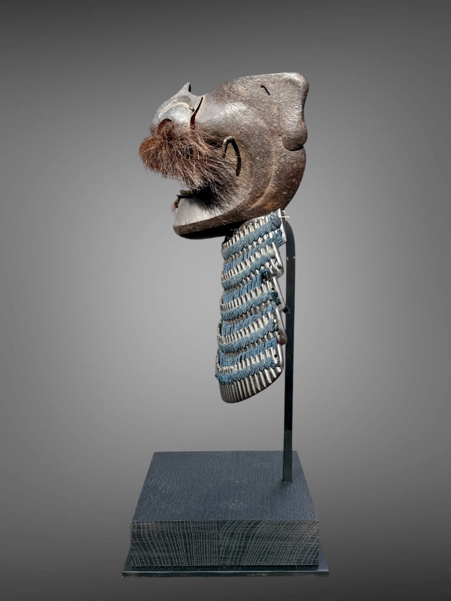 Half Samurai Mempo Mask - Edo Period (1603-1868).-photo-3