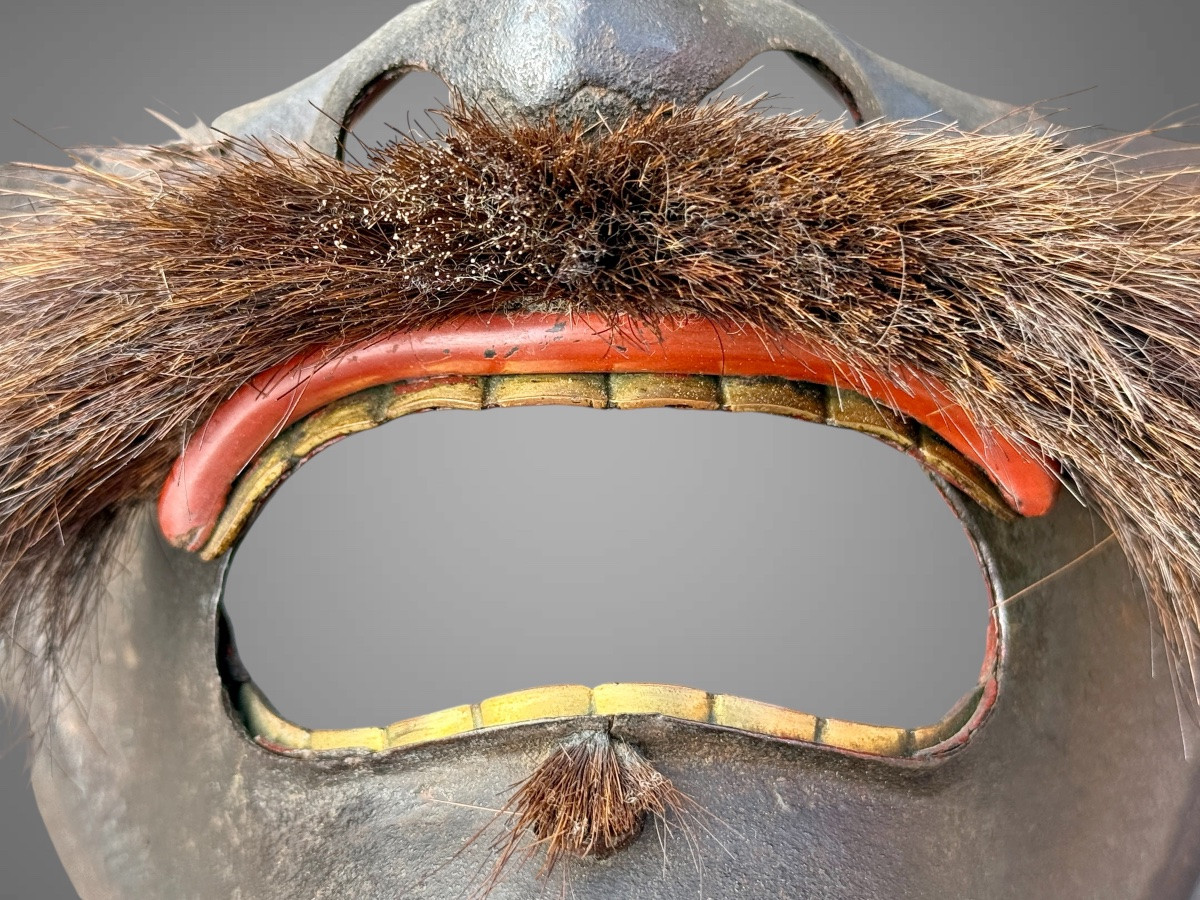 Half Samurai Mempo Mask - Edo Period (1603-1868).-photo-4