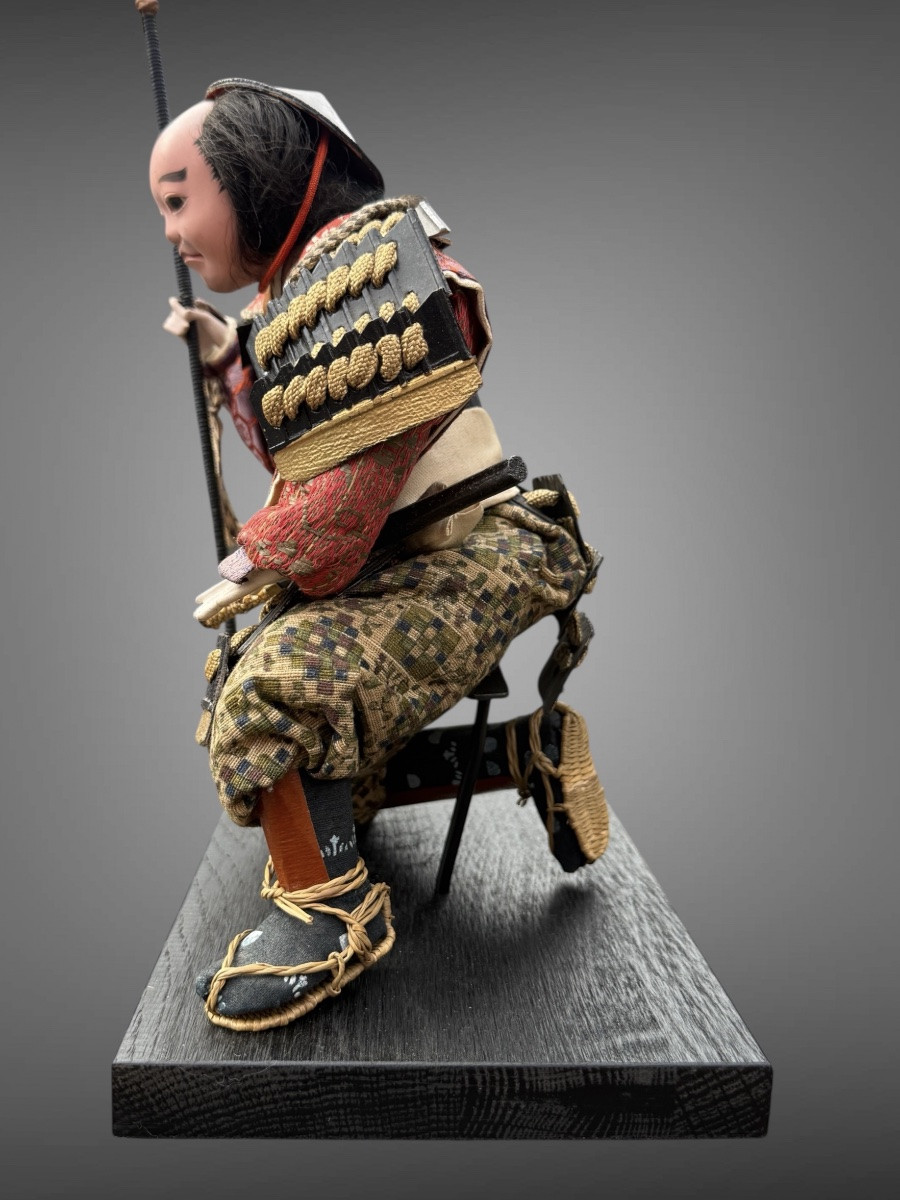Poupée Musha Ningyô Figurant un écuyer - Période Showa (1926-1989).-photo-3