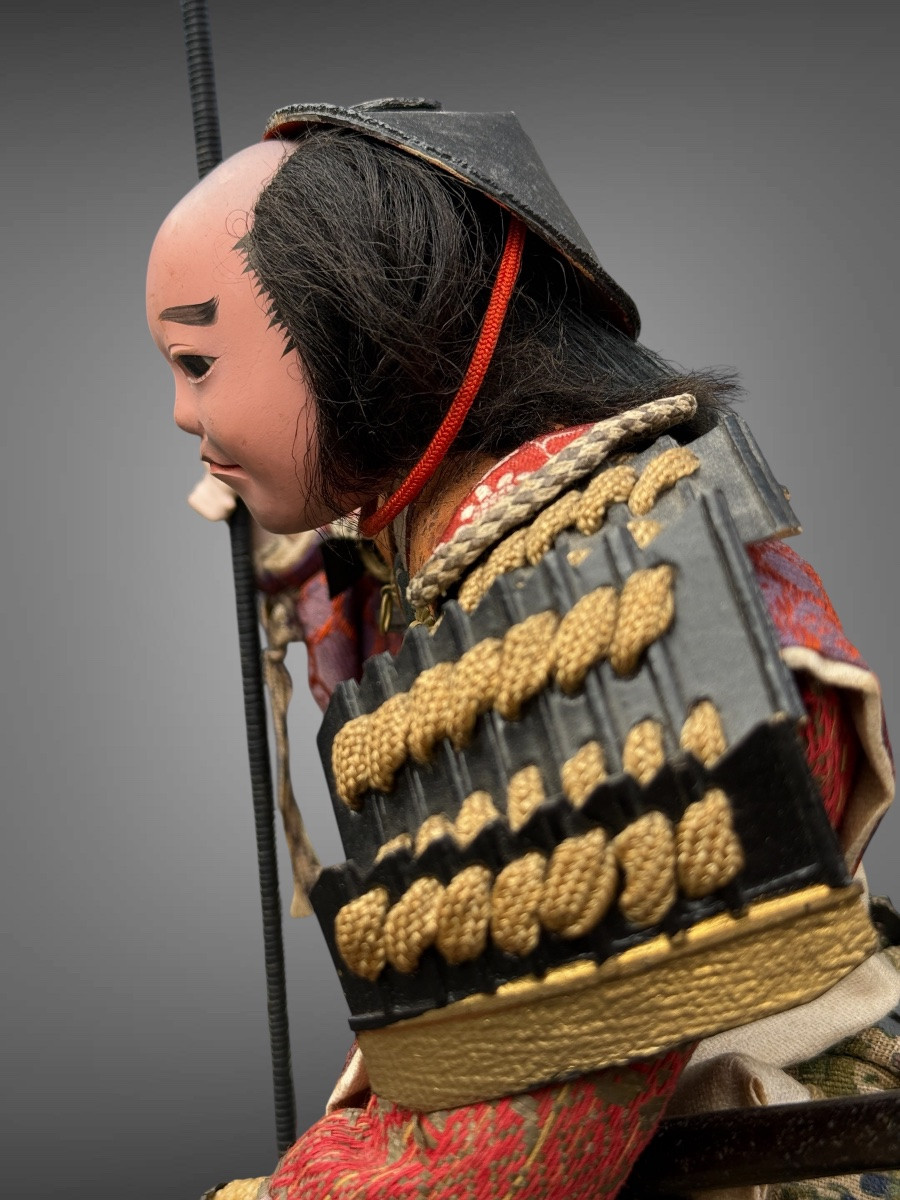Poupée Musha Ningyô Figurant un écuyer - Période Showa (1926-1989).-photo-5