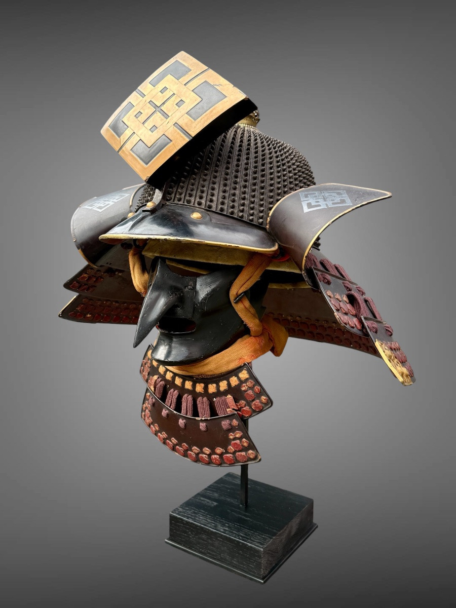 Kabuto Set Of 62 Blades + Mempo Tengu Of A Samurai From The Takeda Clan - Edo Period (1603-1868)-photo-2