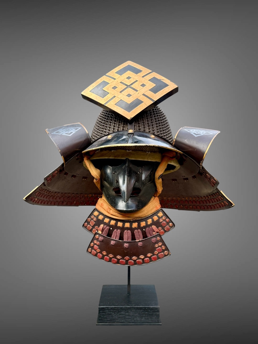 Kabuto Set Of 62 Blades + Mempo Tengu Of A Samurai From The Takeda Clan - Edo Period (1603-1868)