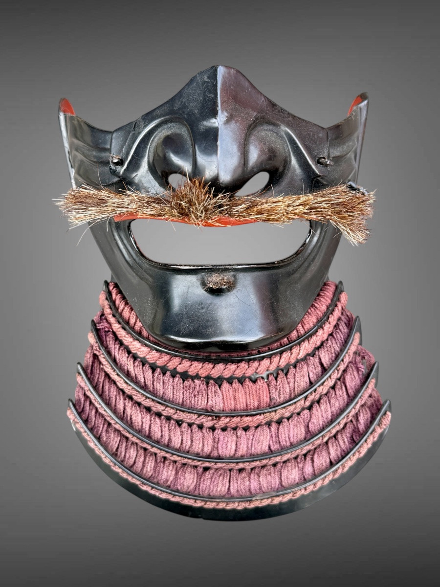 Half Samurai Mempo Mask - Edo Period (1603-1868).-photo-1