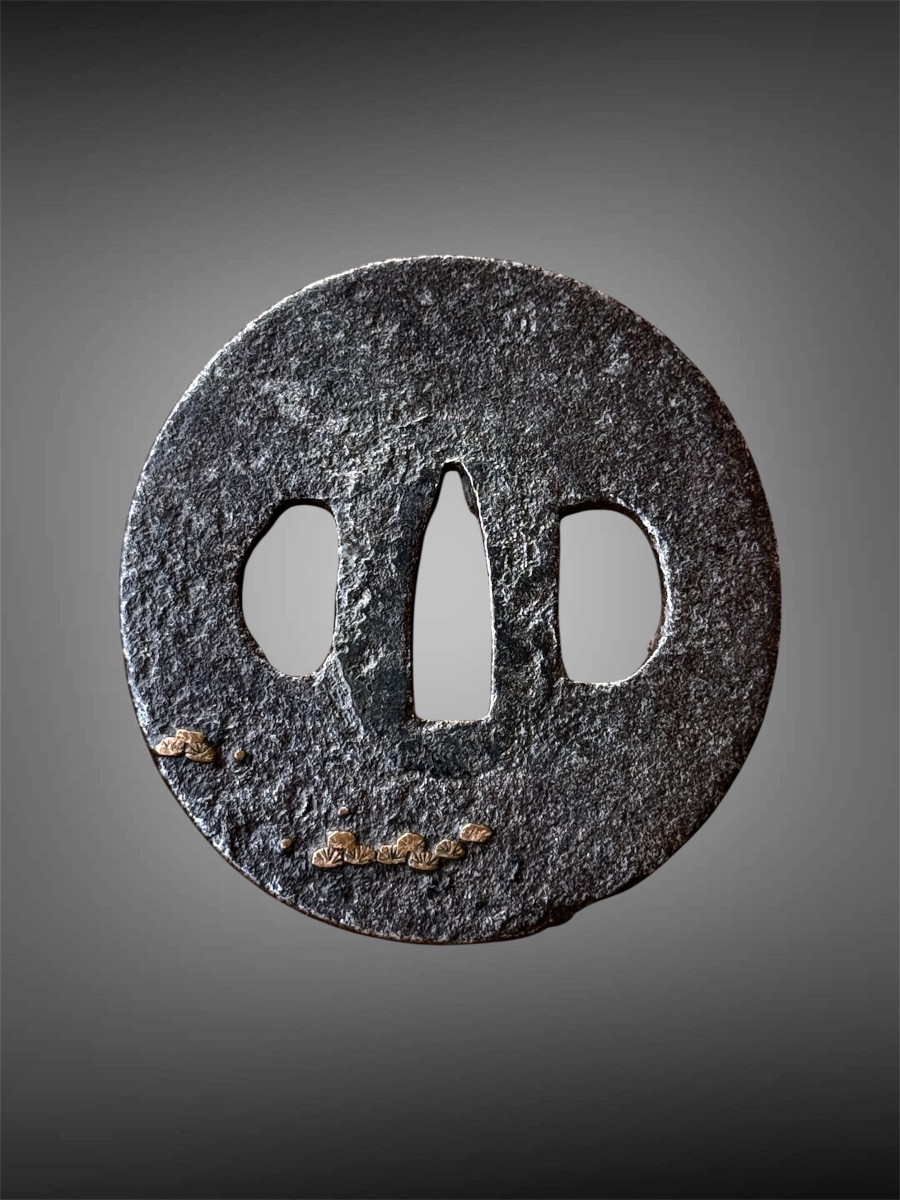 Iron Nara-maru-gata Tsuba Decorated With A Fish, Edo Period (1603-1868).-photo-2