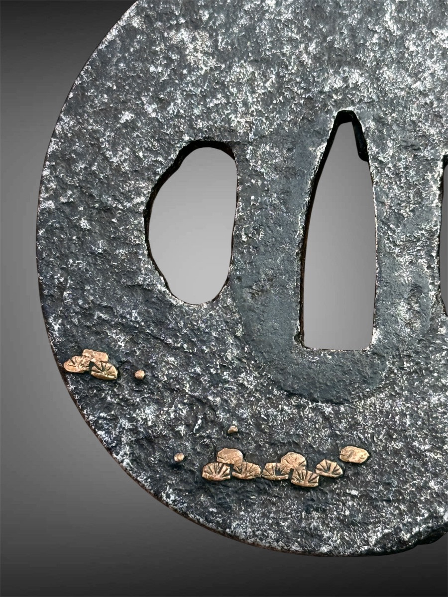 Iron Nara-maru-gata Tsuba Decorated With A Fish, Edo Period (1603-1868).-photo-4