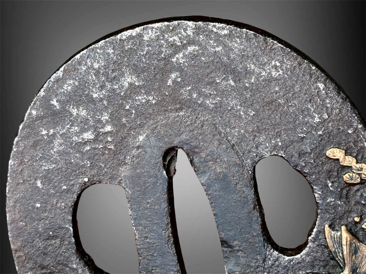 Iron Nara-maru-gata Tsuba Decorated With A Fish, Edo Period (1603-1868).-photo-4