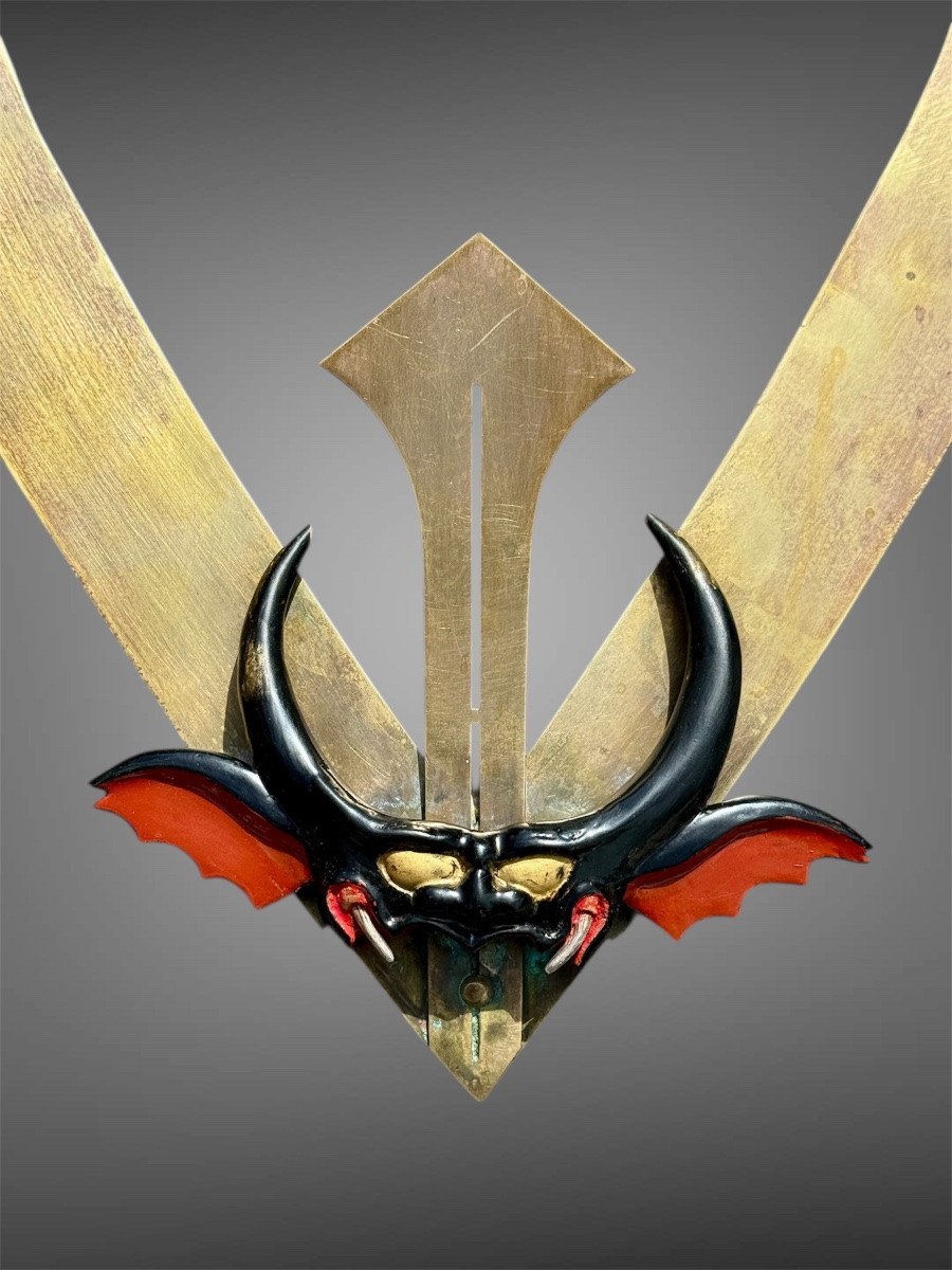 Large Maedate Decorated With An Oni Head - Edo Period (1603 - 1868).-photo-2