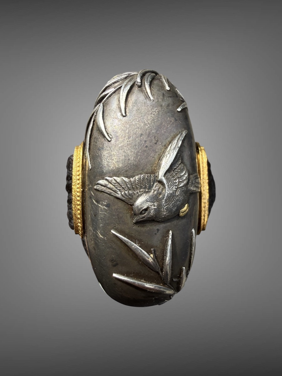  Tanto de samuraï, monture en argent et soya laquée - Période Edo (1603-1868).-photo-3