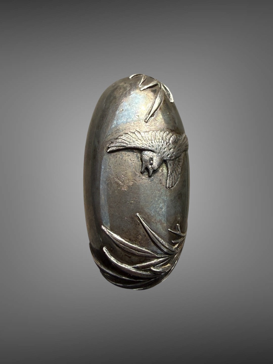  Tanto de samuraï, monture en argent et soya laquée - Période Edo (1603-1868).-photo-4