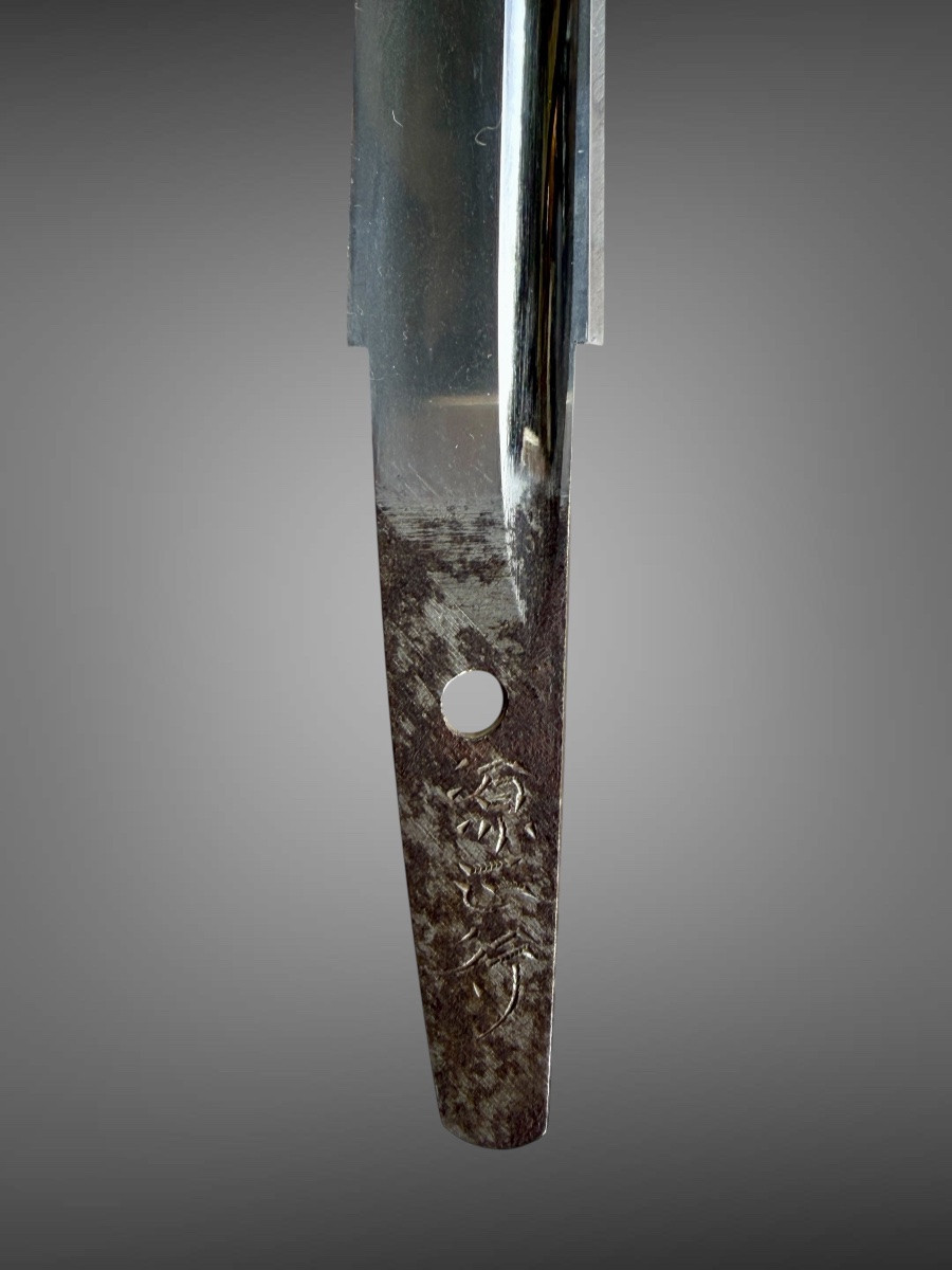  Tanto de samuraï, monture en argent et soya laquée - Période Edo (1603-1868).-photo-8